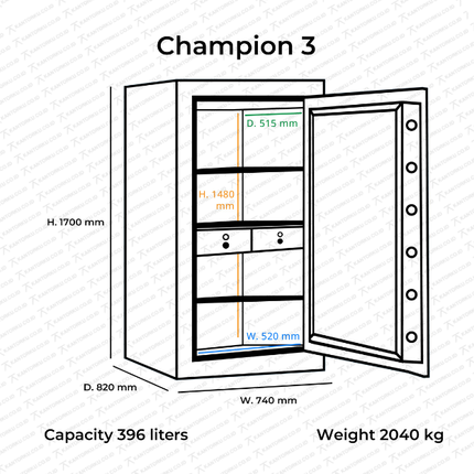 Brankas tahan api Bolden Champion dengan Fireseal – Kantorku