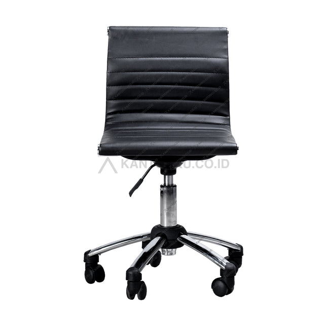 Black office chair with a quilted design on a white background - KANTORKU.co.id Solusi Tepat Kebutuhan Kantor Kamu!!