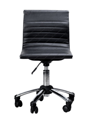 Black office chair with a quilted design on a white background - KANTORKU.co.id Solusi Tepat Kebutuhan Kantor Kamu!!