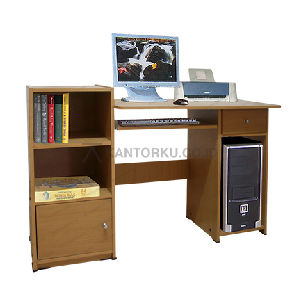 Meja komputer Dongsun minimalis dengan laci dan papan keyboard geser untuk ruang kerja modern – kantorku.