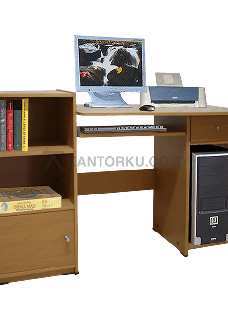 Meja komputer Dongsun minimalis dengan laci dan papan keyboard geser untuk ruang kerja modern – kantorku.