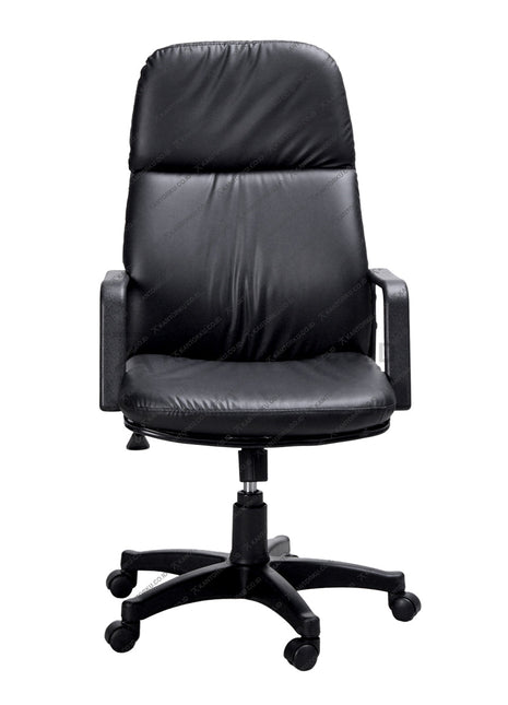Black office chair on a white background Kursi Kantor ergonomis cocok digunakan sebagai kursi rapat, kursi pimpinan, kursi direktur, kursi manajer, kursi eselon, kursi eksekutif. desain elegan harga ramah di kantong - ERGOTEC - KANTORKU