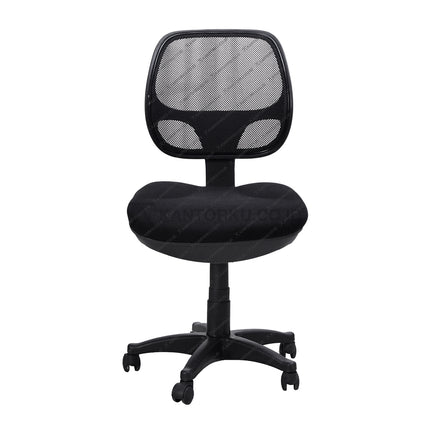 Black office chair with mesh back on a white background - KANTORKU.CO.ID Solusi Tepat Kebutuhan Kantor Kamu!!
