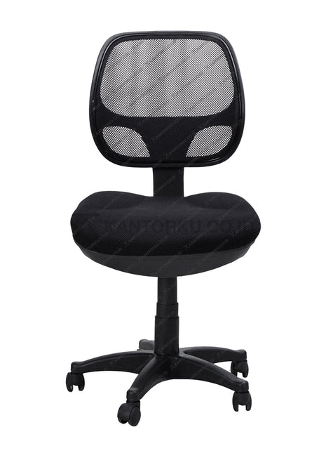 Black office chair with mesh back on a white background - KANTORKU.CO.ID Solusi Tepat Kebutuhan Kantor Kamu!!
