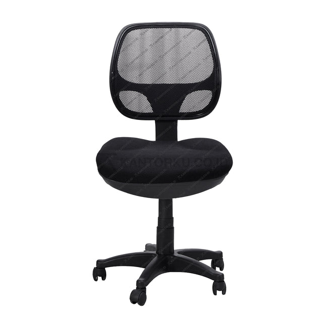 Black office chair with mesh back on a white background - KANTORKU.CO.ID Solusi Tepat Kebutuhan Kantor Kamu!!