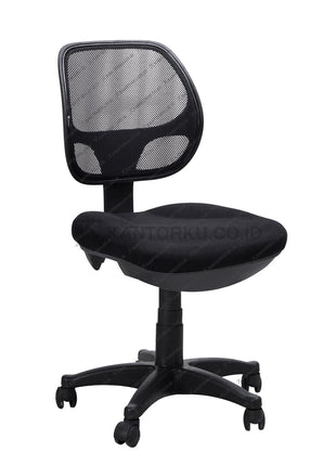 Black office chair with mesh back on a white background - KANTORKU.CO.ID Solusi Tepat Kebutuhan Kantor Kamu!!