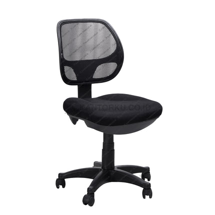 Black office chair with mesh back on a white background - KANTORKU.CO.ID Solusi Tepat Kebutuhan Kantor Kamu!!