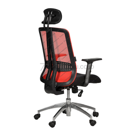Red and black office chair with a white background Kursi kerja ergonomis dengan sandaran jaring - desain Minimalis - SUBARU AKIO LTA - KANTORKU