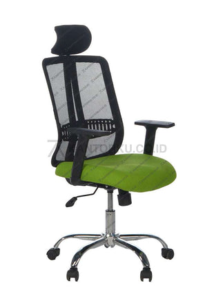 Kursi kantor berdesain minimalis sandaran jaring dengan kaki aluminium dan roda desain modern Minimalis - KANTORKU