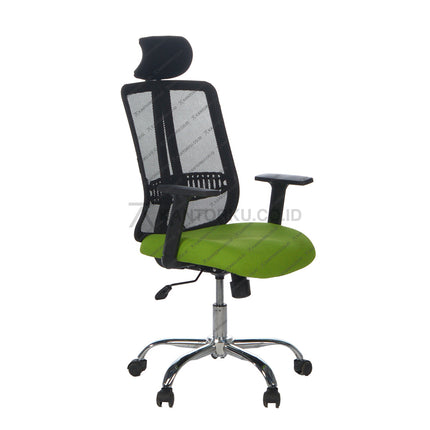 Kursi kantor berdesain minimalis sandaran jaring dengan kaki aluminium dan roda desain modern Minimalis - KANTORKU