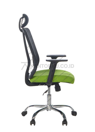 Kursi kantor berdesain minimalis sandaran jaring dengan kaki aluminium dan roda desain modern Minimalis - KANTORKU