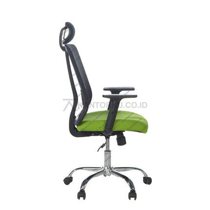 Kursi kantor berdesain minimalis sandaran jaring dengan kaki aluminium dan roda desain modern Minimalis - KANTORKU
