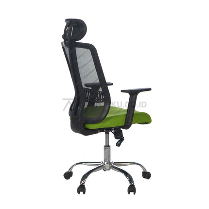 Kursi kantor berdesain minimalis sandaran jaring dengan kaki aluminium dan roda desain modern Minimalis - KANTORKU