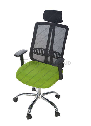 Kursi kantor berdesain minimalis sandaran jaring dengan kaki aluminium dan roda desain modern Minimalis - KANTORKU