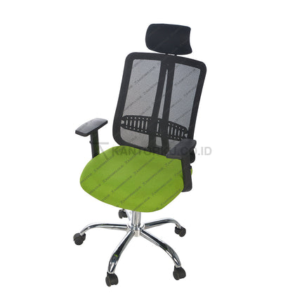 Kursi kantor berdesain minimalis sandaran jaring dengan kaki aluminium dan roda desain modern Minimalis - KANTORKU
