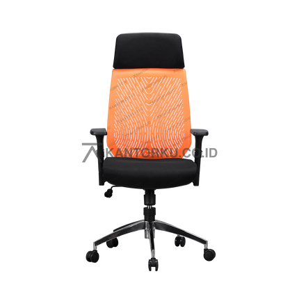 kursi kantor ergonomis dengan sandaran kepala dan lengan yang dapat disesuaikan — kantorku