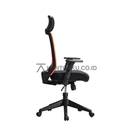 kursi ergonomis dengan sandaran tinggi dan lengan fleksibel untuk ruang kerja — kantorkudotcodotid