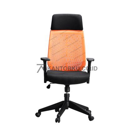kursi kantor modern dengan sandaran kepala adjustable dan desain ergonomis — kantorku