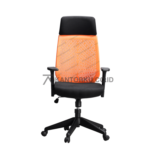 kursi kantor modern dengan sandaran kepala adjustable dan desain ergonomis — kantorku
