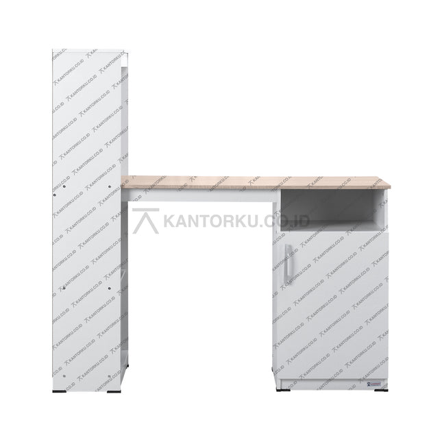 Foto meja kerja Lunar Tipe ATLANTA berbahan partikel board dengan desain elegan – KANTORKU
