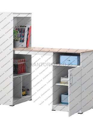 Meja kantor knockdown modern Lunar Tipe ATLANTA warna natural untuk ruang kerja – KANTORKU.CO.ID