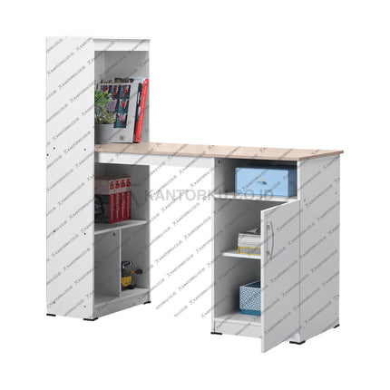 Meja kantor knockdown modern Lunar Tipe ATLANTA warna natural untuk ruang kerja – KANTORKU.CO.ID