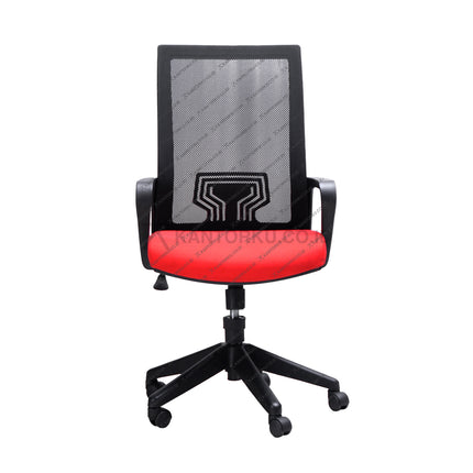 Kursi Kantor Ergonomis - Kursi Kerja desain Minimalis - Kursi Staff - Kursi Karyawan - kursi dengan roda, sandaran lengan, dan tuas hidrolik - KANTORKU