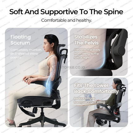 Sihoo B100 Pro kursi mesh ergonomis dengan material breathable dan rangka kokoh - Tersedia di Kantorku.co.id