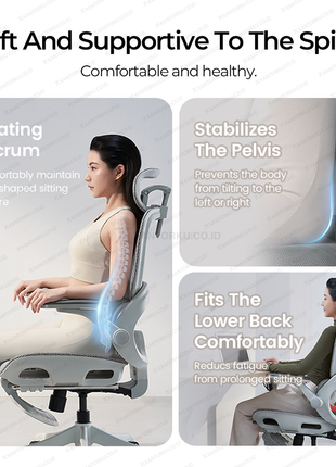 Sihoo B100 Pro kursi mesh ergonomis dengan material breathable dan rangka kokoh - Tersedia di Kantorku.co.id