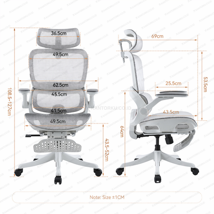 Kursi kantor mesh Sihoo B100 Pro dengan sistem penopang lumbar mengambang - Tersedia di Kantorku.co.id