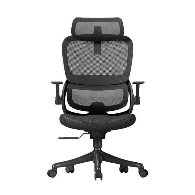 Kursi kantor ergonomis SIHOO B100 SE 201 warna hitam dengan sandaran fleksibel – Tersedia di Kantorku.