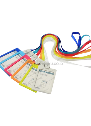 Bantex ID Card Holder Portrait with Clip bahan plastik bening kuat – Tersedia di Kantorku.co.id