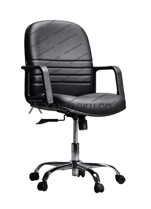 Kursi kantor sandaran lengan dengan kaki chrome kokoh — kantorku