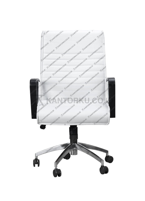 Kursi Kantor warna Putih cocok digunakan sebagai kursi rapat, kursi pimpinan, kursi direktur, kursi manajer, kursi eselon, maupun kursi eksekutif. Dengan desain elegan dan harga yang sangat ramah di kantong - SAVELLO BRAVO - KANTORKU