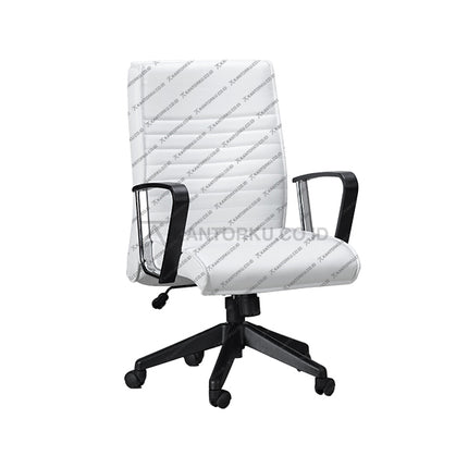 Kursi Kantor warna Putih cocok digunakan sebagai kursi rapat, kursi pimpinan, kursi direktur, kursi manajer, kursi eselon, maupun kursi eksekutif. Dengan desain elegan dan harga yang sangat ramah di kantong - SAVELLO BRAVO - KANTORKU