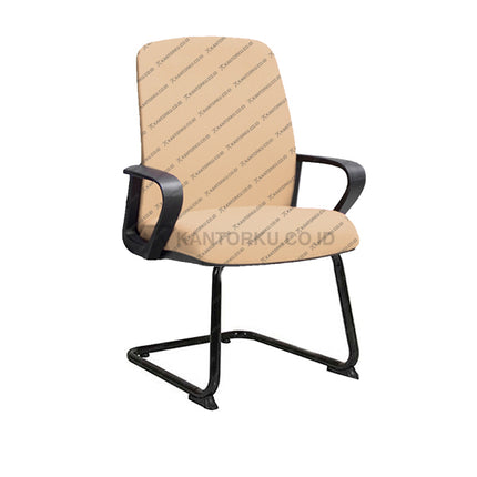Beige office chair with black frame on a white background  SAVELLO CALIBRA Kursi Kantor ergonomis cocok digunakan sebagai kursi rapat desain elegan harga ramah di kantong - Savello - KANTORKU
