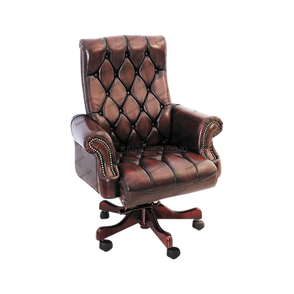 Kursi kerja Cameo I bergaya Chesterfield elegan dengan kancing tembaga dari kantorkudotcodotid