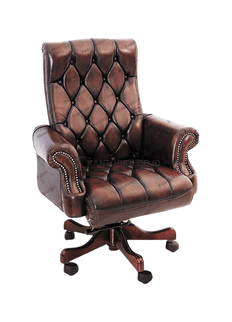 Kursi kerja Cameo I bergaya Chesterfield elegan dengan kancing tembaga dari kantorkudotcodotid