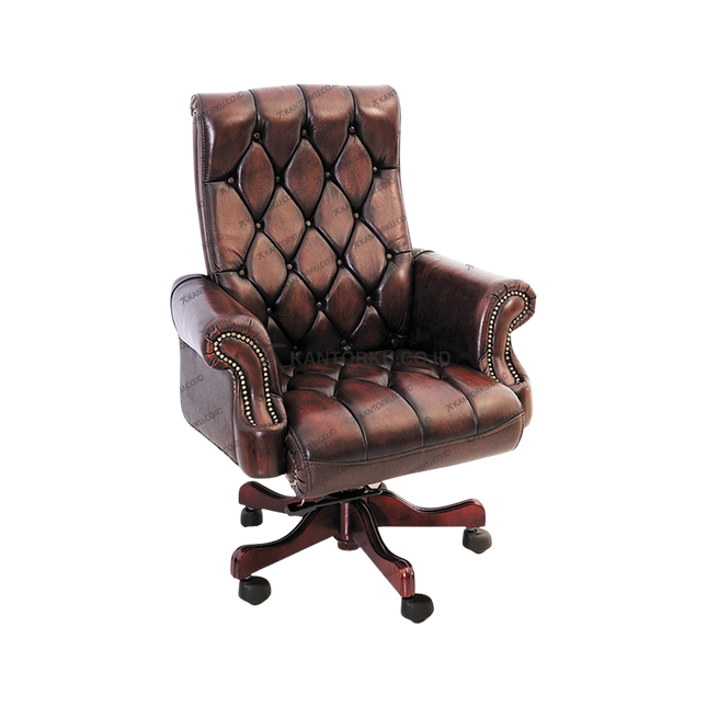 Kursi kerja Cameo I bergaya Chesterfield elegan dengan kancing tembaga dari kantorkudotcodotid