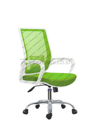 Kursi kantor Catier II WCR tipe hadap, rangka besi chrome, dudukan empuk – Kantorku.co.id.