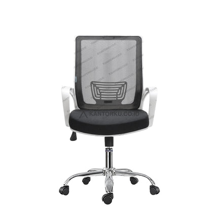 Kursi hadap Catier II WCR dengan sandaran mesh ergonomis dan rangka kaki chrome – tersedia di Kantorku.co.id