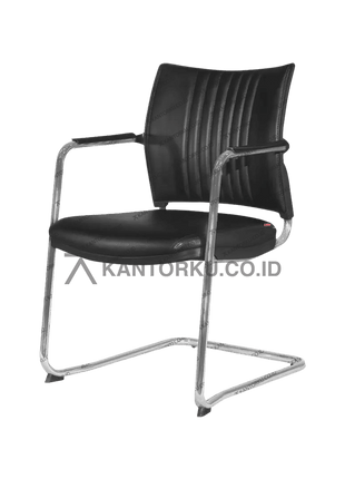 Kursi kantor tamu Chitose Classy L dengan rangka kaki sled L dan dudukan kulit sintetis kantorku.co.id