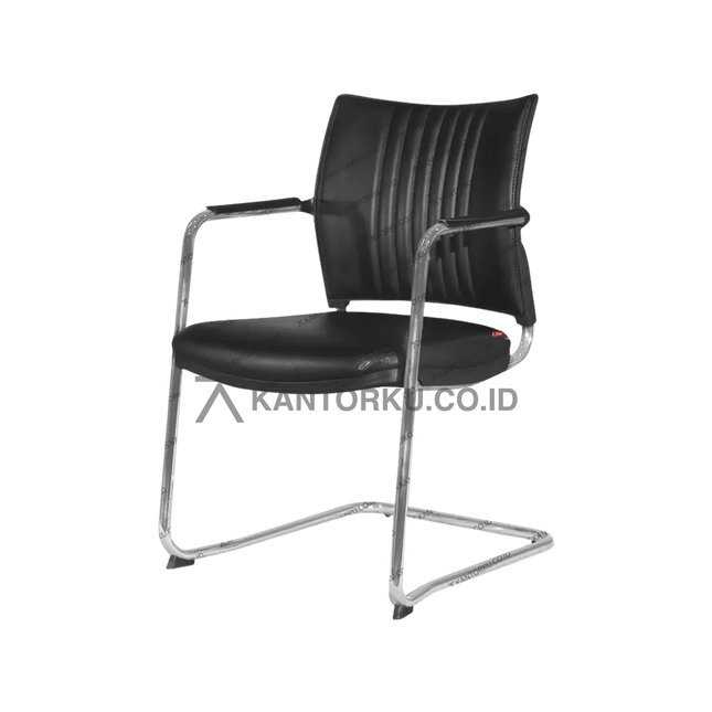 Kursi kantor tamu Chitose Classy L dengan rangka kaki sled L dan dudukan kulit sintetis kantorku.co.id