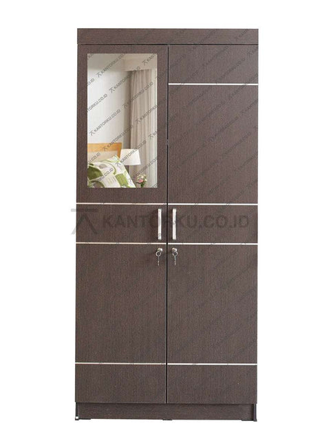Lemari pakaian Lunar CLS 201 2P warna espresso dengan ruang penyimpanan luas – KANTORKU.CO.ID