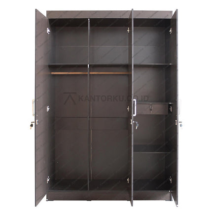 Lemari pakaian 3 pintu warna espresso motif garis modern elegan – KANTORKU.CO.ID
