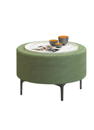 Coffee table bundar modern CENA CT-01 dengan fungsi ottoman – Tersedia di Kantorku.co.id