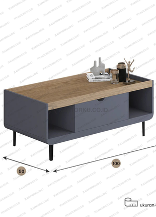 Desain minimalis coffee table CENA CT-02 dengan kaki besi kokoh – Tersedia di Kantorku.co.id