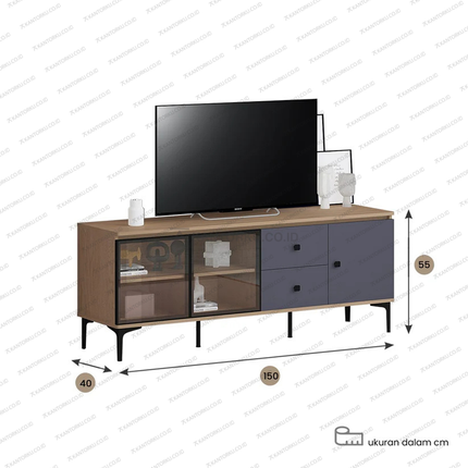 TV cabinet minimalis elegan dengan ruang penyimpanan fungsional – Tersedia di Kantorku