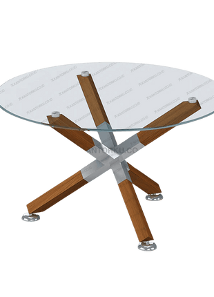 Meja tamu CT LOTUS desain modern elegan kombinasi kayu dan chrome – Tersedia di kantorku.co.id