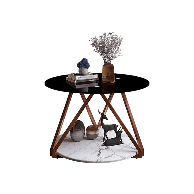 Meja tamu CT REGINA desain modern elegan dengan rangka rose gold – Tersedia di kantorku.co.id